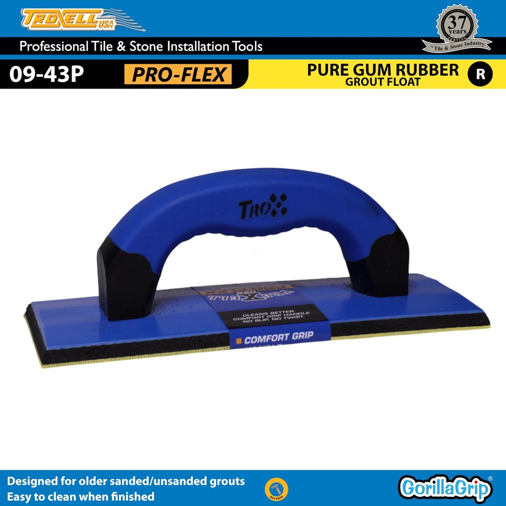 - 4" x 9" Gum Rubber Grout Float with SoftGrip Handle