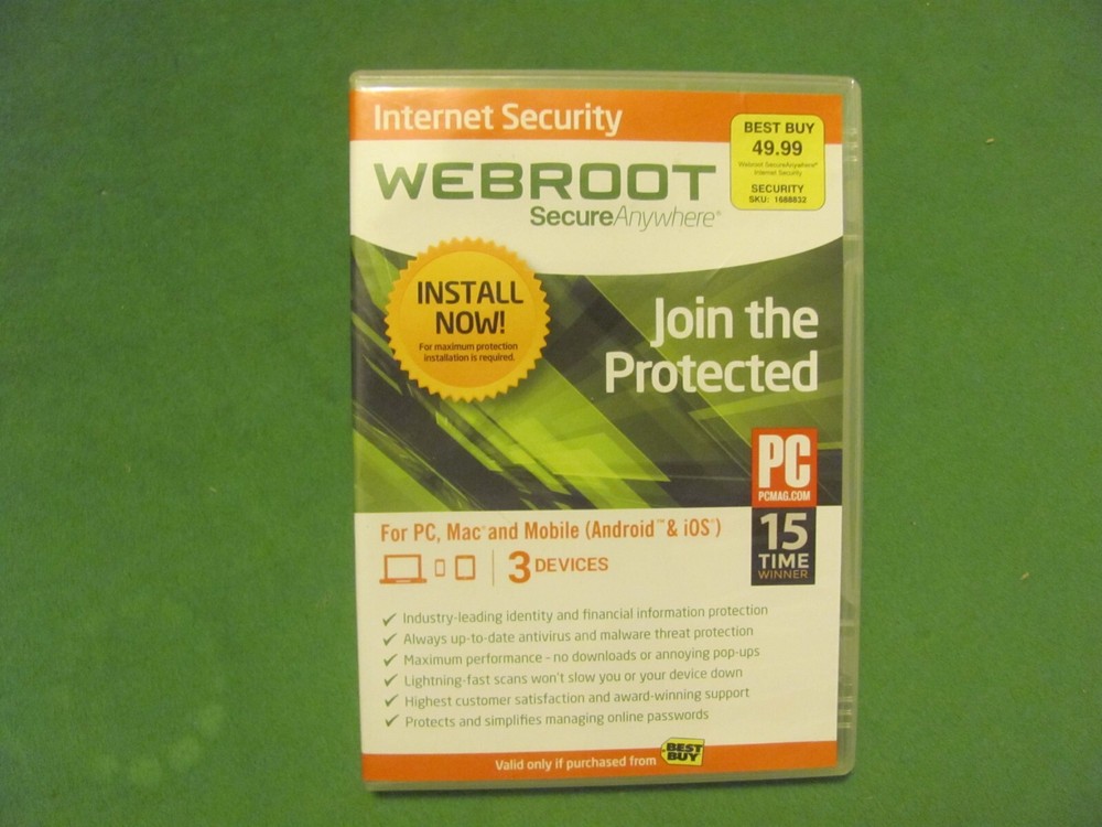 Webroot Secure Anywhere® Internet Security Plus (3 Devices).