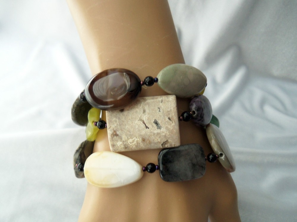 South Sun Mixed Shape & Size Multicolor Gemstone Stretch Bracelet