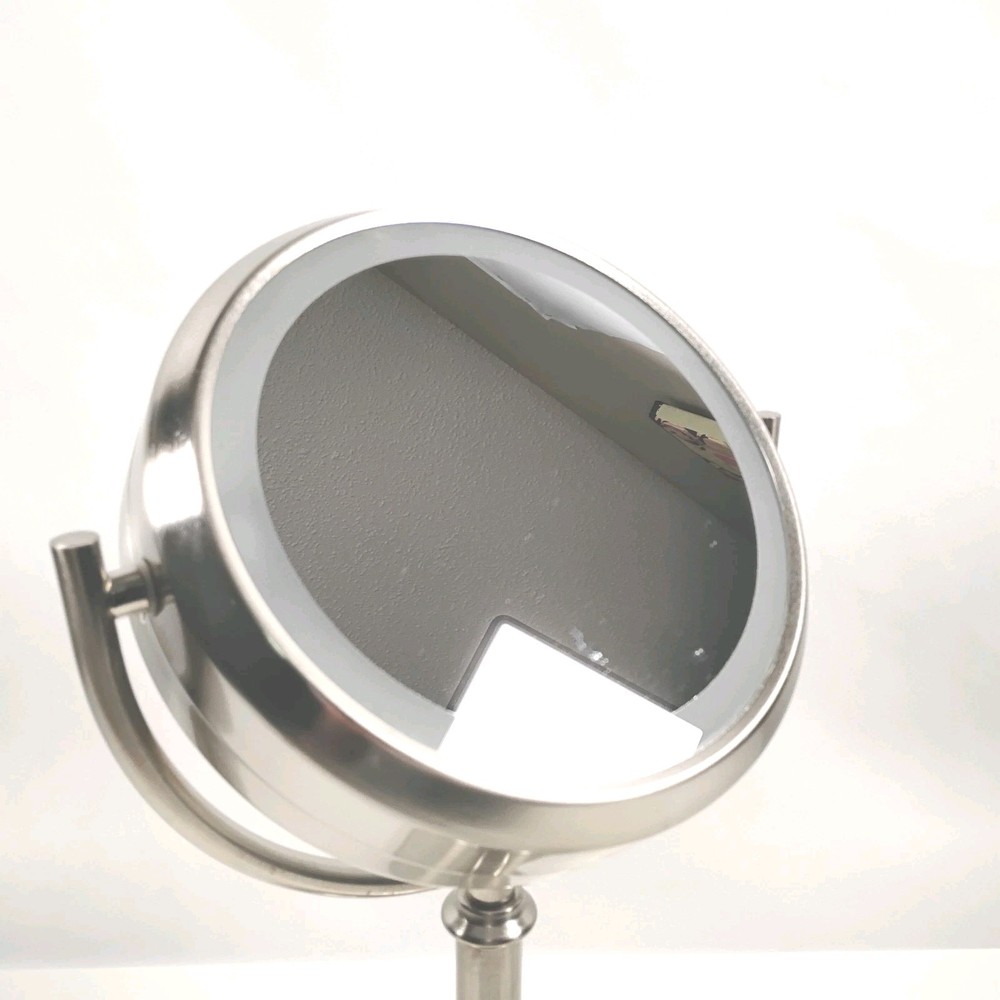 Intertek Nickel Brushed Magnifying Makeup Mirror Double Sided Light Up 18x10