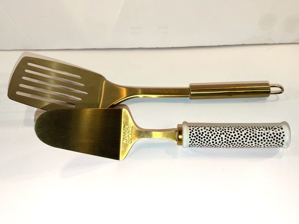 Thyme & Table Gold Stainless Slotted Spatula & Cake Server