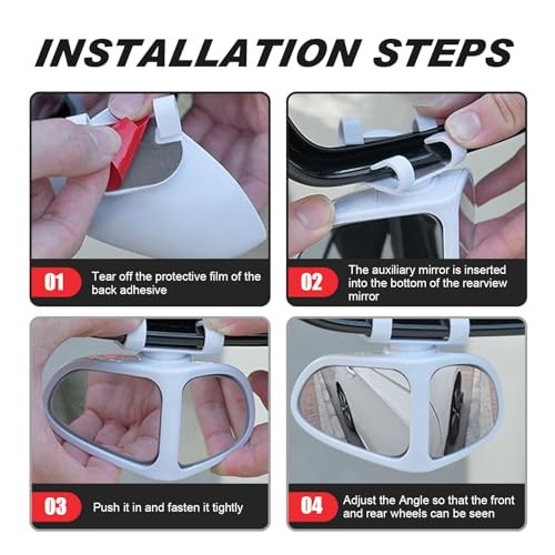 2 PCS Car Blind Spot Mirror, 360 Degrees Panoramic Adjustable Wide-angle