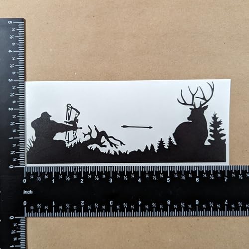 Bow Hunting Decal 4 Pack: Compound Bow, Tree Stand, Arrow Head, Large ~5" Black