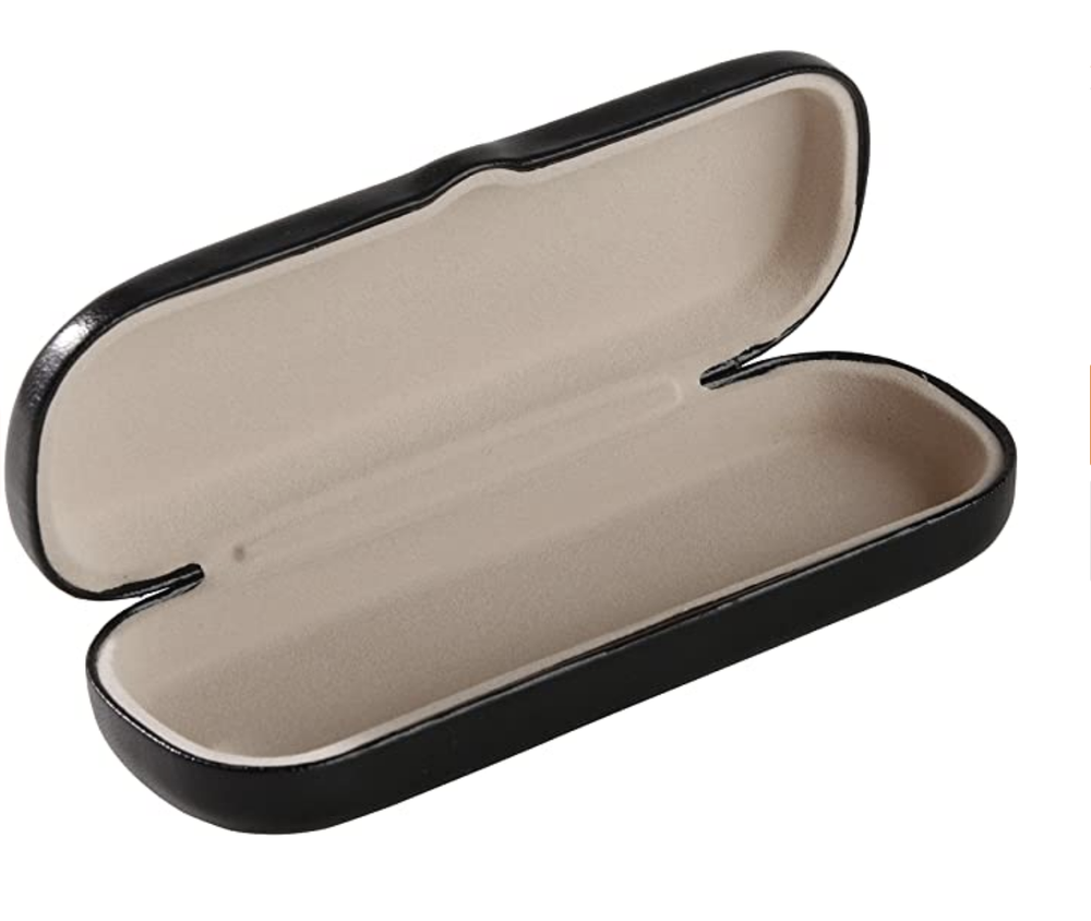 Hard Shell Eyeglass Case Clamshell for Small Frames, Reading Glasses (Black)
