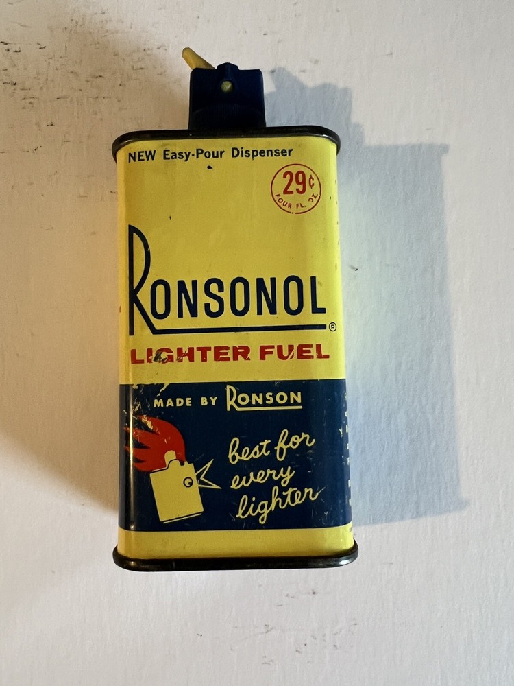 Vintage Ronsonol Lighter Fluid Tin 29 Cents EMPTY