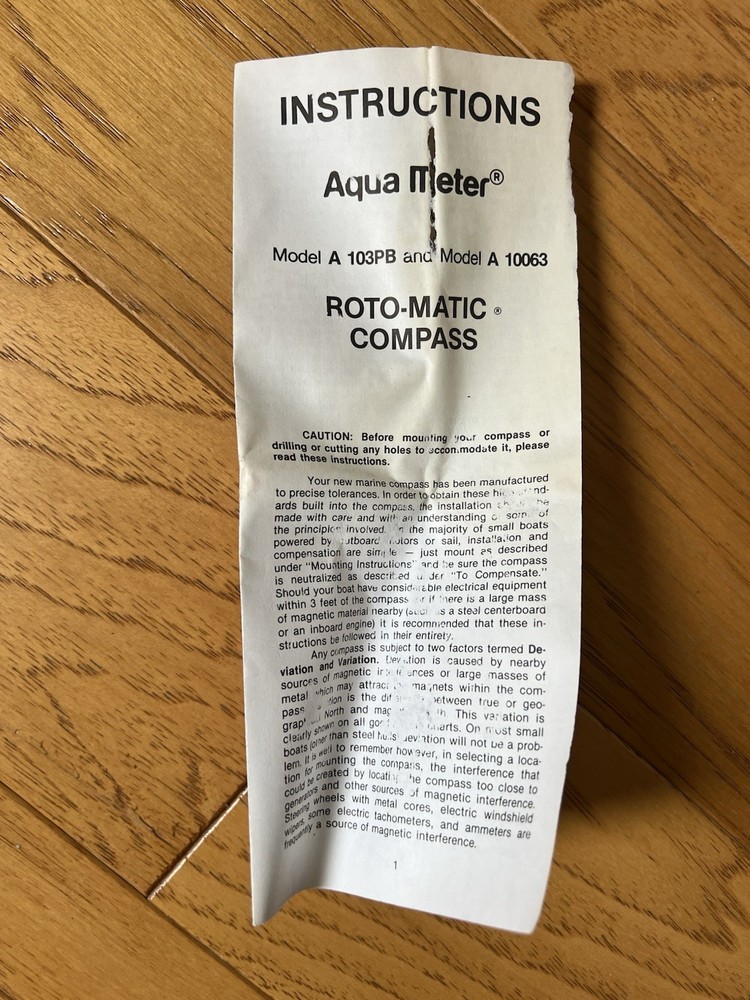 Vintage Aqua Meter Roto-Matic Compass