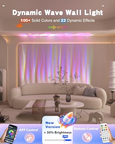 Dynamic Wave Wall Light - Flowing Water Visual - RGB + 6000K Solid Color -