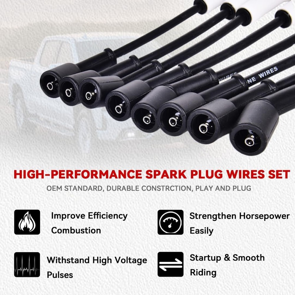 Spark Plug Wire Set Accel 9070C Extreme 9000 Ceramic Boot Compatible with LS Ter