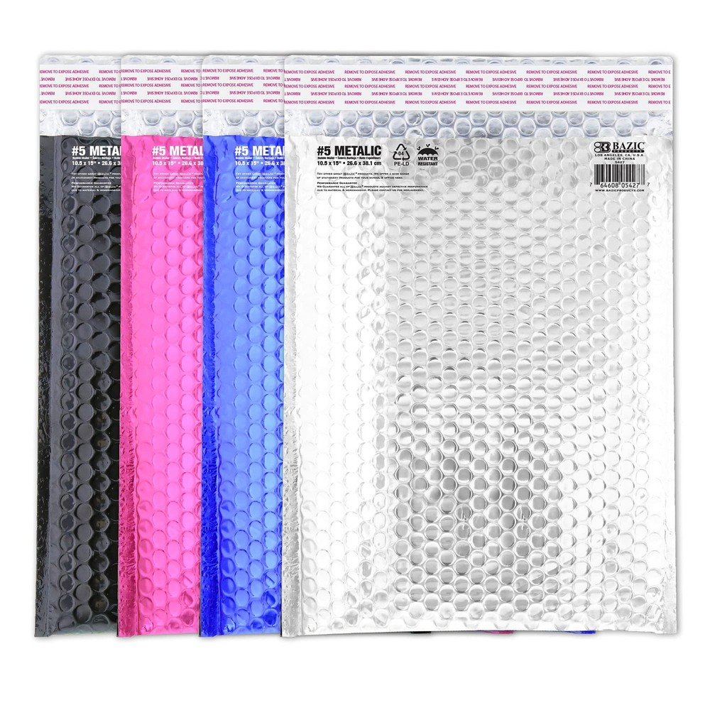 BAZIC #5 Poly Bubble Mailer 10.5"x15" – Metallic, Self-Seal, 1-Pack
