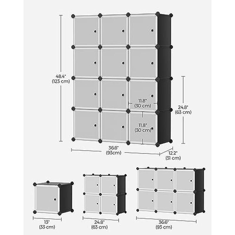 12 Cube Storage Organizer Plastic Shelves Modular Design W/ Doors Home Office US