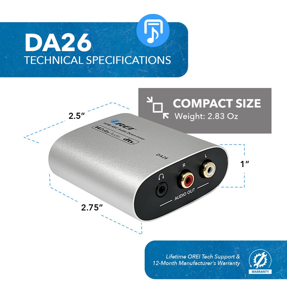 OREI HDMI ARC to Analog Audio Converter Decoder