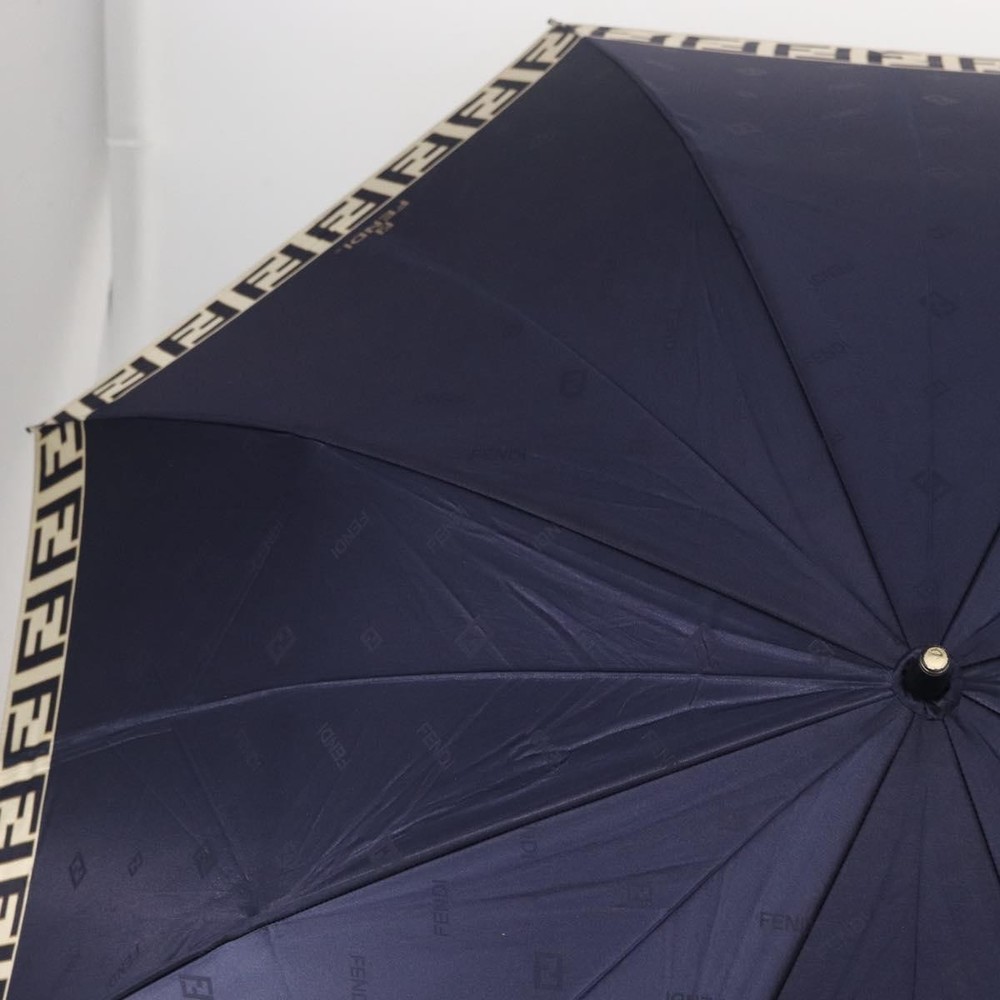 FENDI Zucca Canvas Folding Umbrella Navy Auth am9874