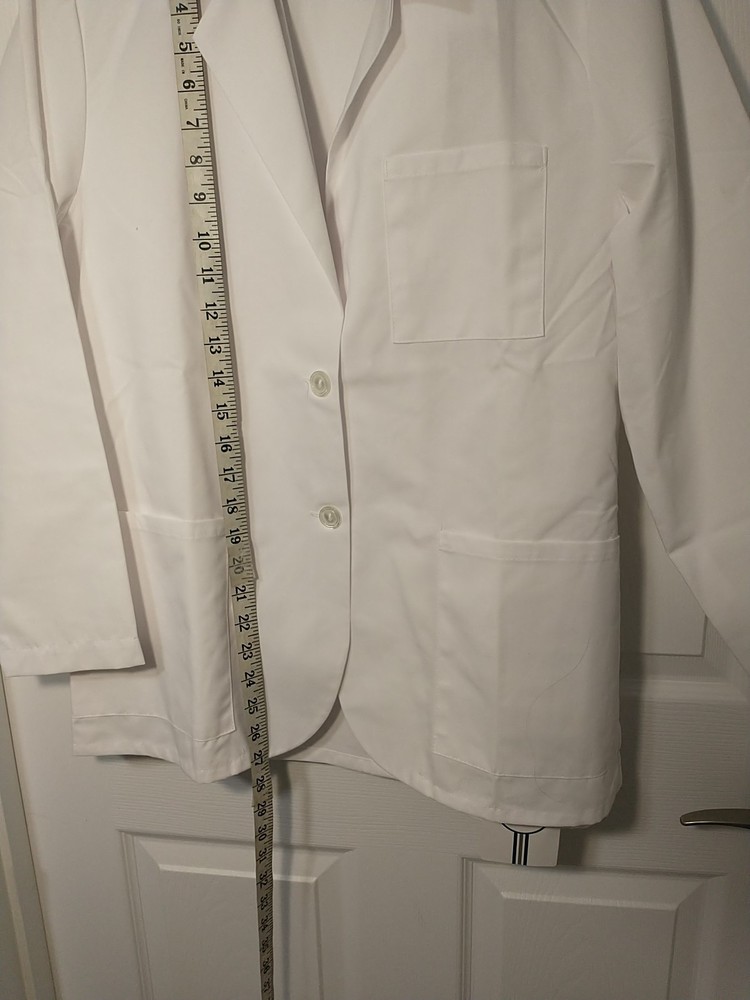NWT..Meta,Lab Coat White Long Sleeve 2-Button 3-Pocket Cotton Blend