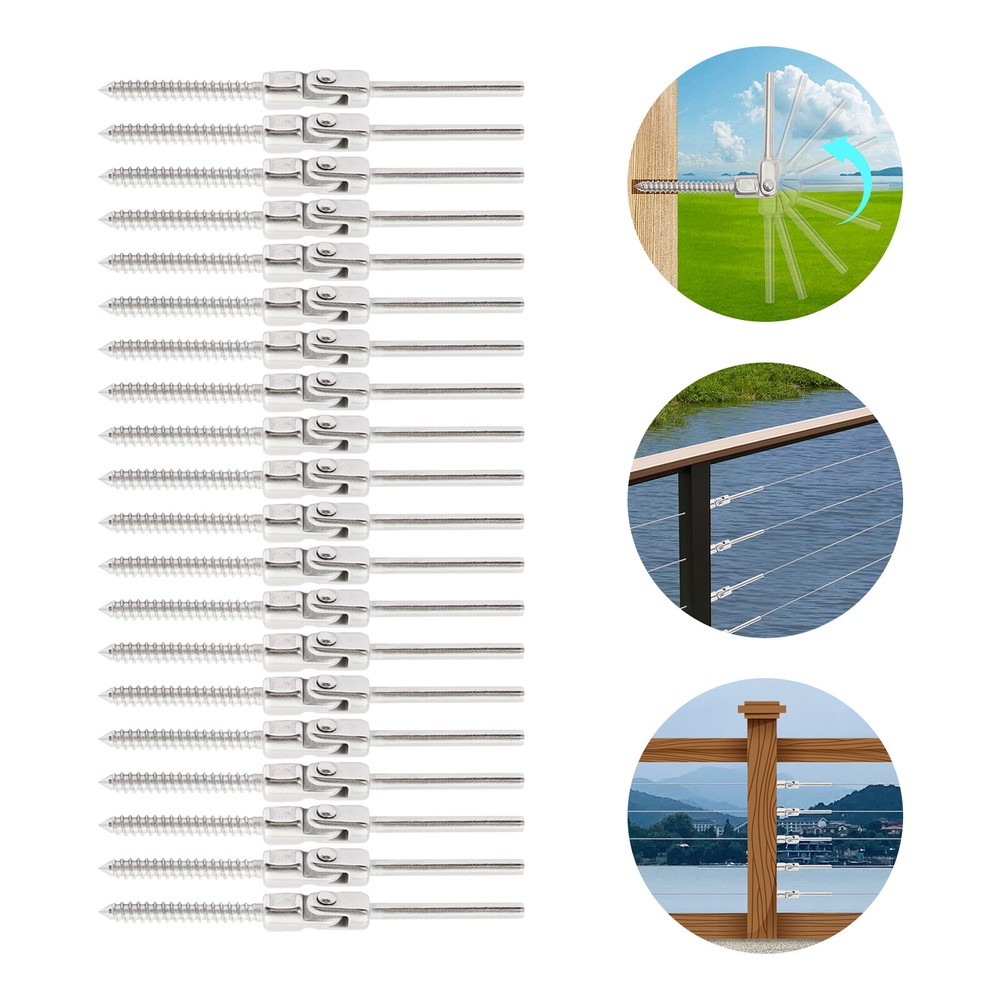 20pieces Cable Railing Kits Threaded Stud Tension End Angle Adjustable 180Degree
