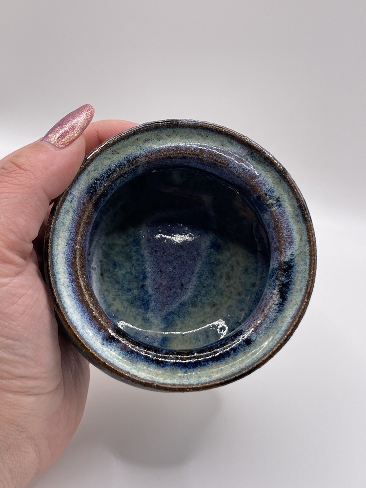 Vintage Studio Ceramic Pottery Bowl Dish Blue Pot Decor Handmade Signed