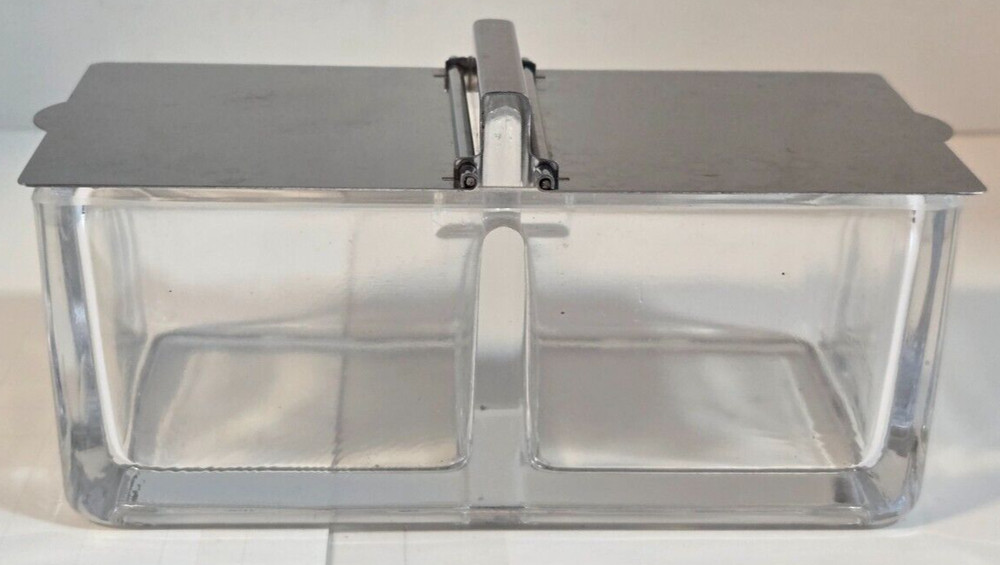 Fraser's Cromargan Stainless And Glass Condiment Server With Spoons