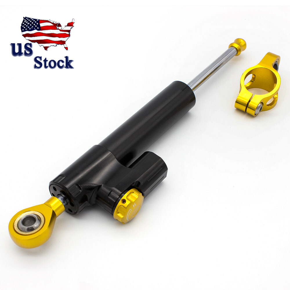 Universal Motorcycle BlackSteering Damper Stabilizer Adjustable Aluminum