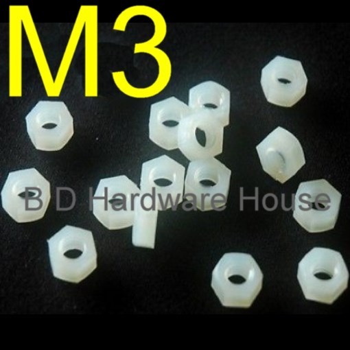 M3 Nylon Plastic Hex Nut for PC computer, Multi-Axis Aircraft, RC & Multicopter