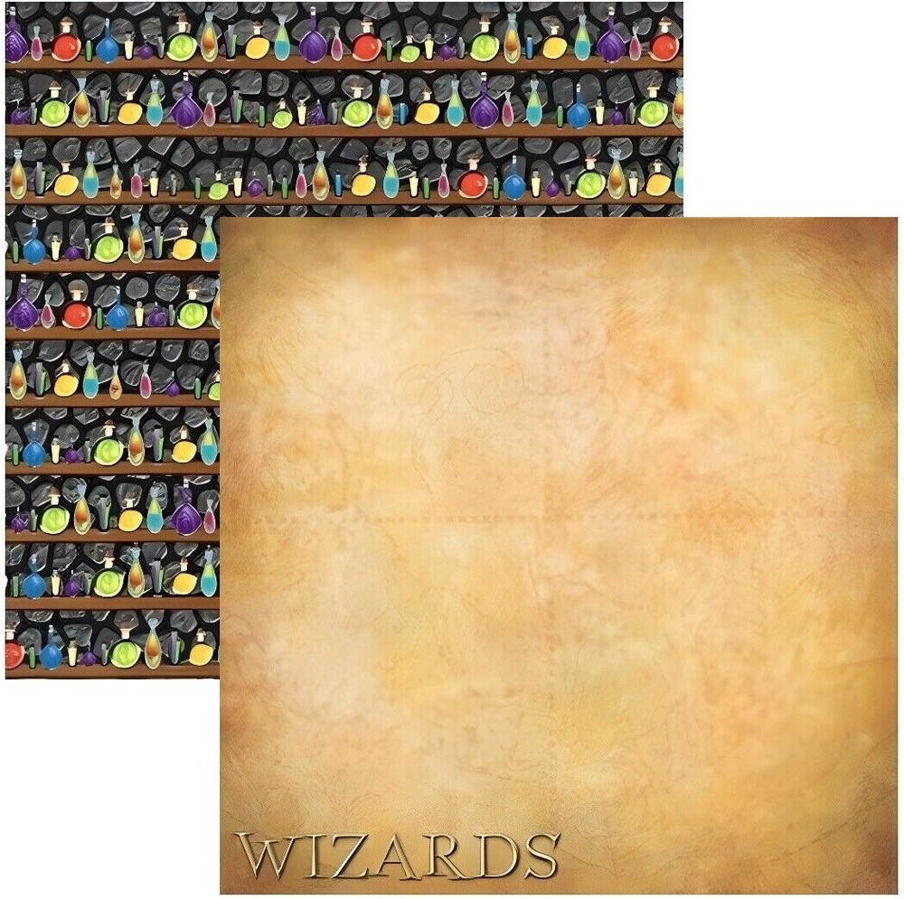 1 sheet Scrapbook Paper WIZARDS Reminisce RSS240 double sided