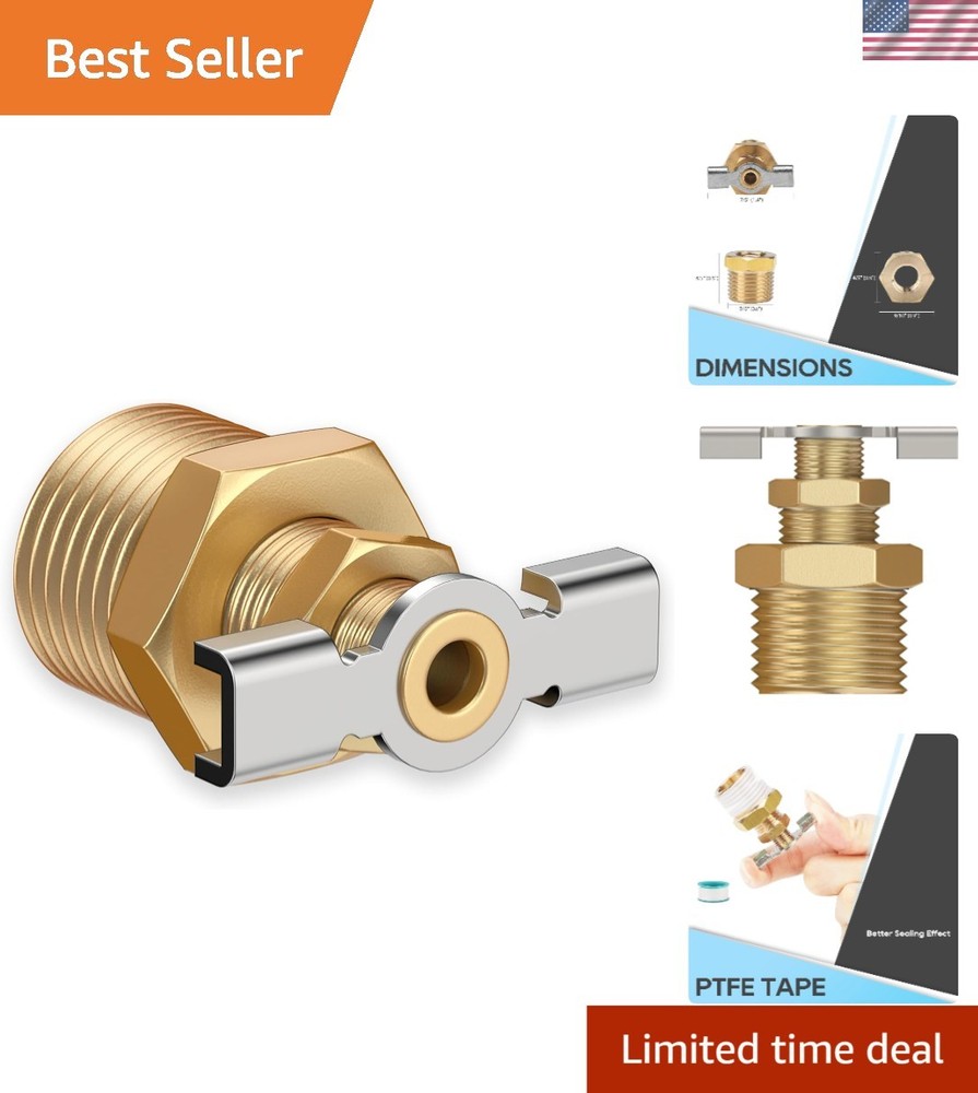 1/2'' Brass RV Water Heater Drain Valve with PTFE Tape – Leak-Free Solution