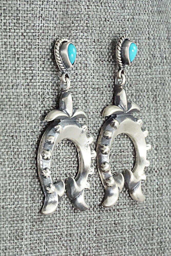 Turquoise & Sterling Silver Earrings - Lee Shorty