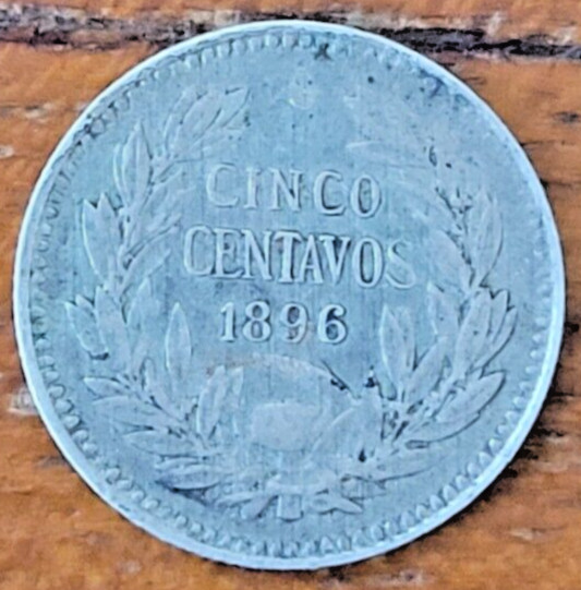 1896 Chile - Five Centavos Coin - .835 Fine Silver