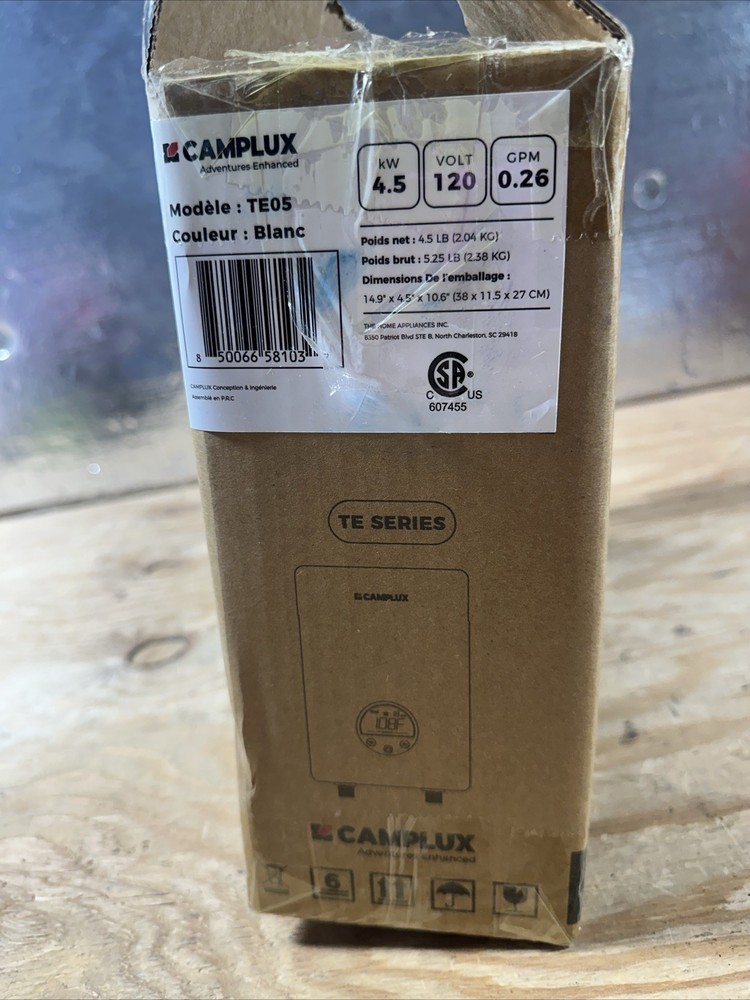 CAMPLUX Tankless Water Heater Electric 4.5kW 110~120V Small Instant Hot Water