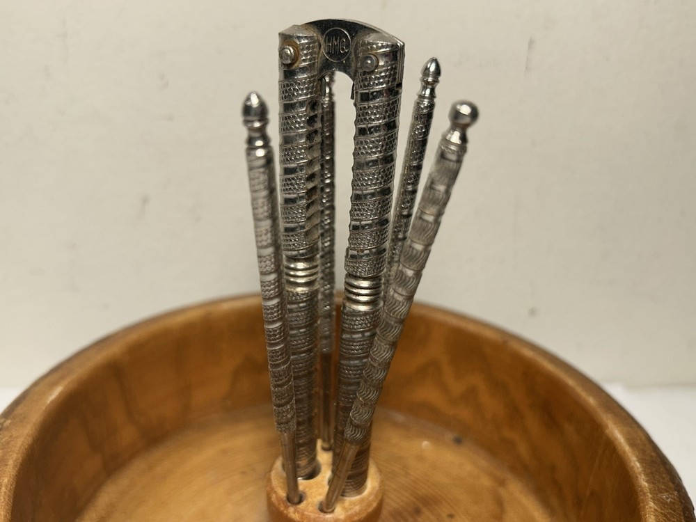 Vintage Nut Bowl With Live Edge Includes Nut Cracker & 2 Picks Eagle Accent