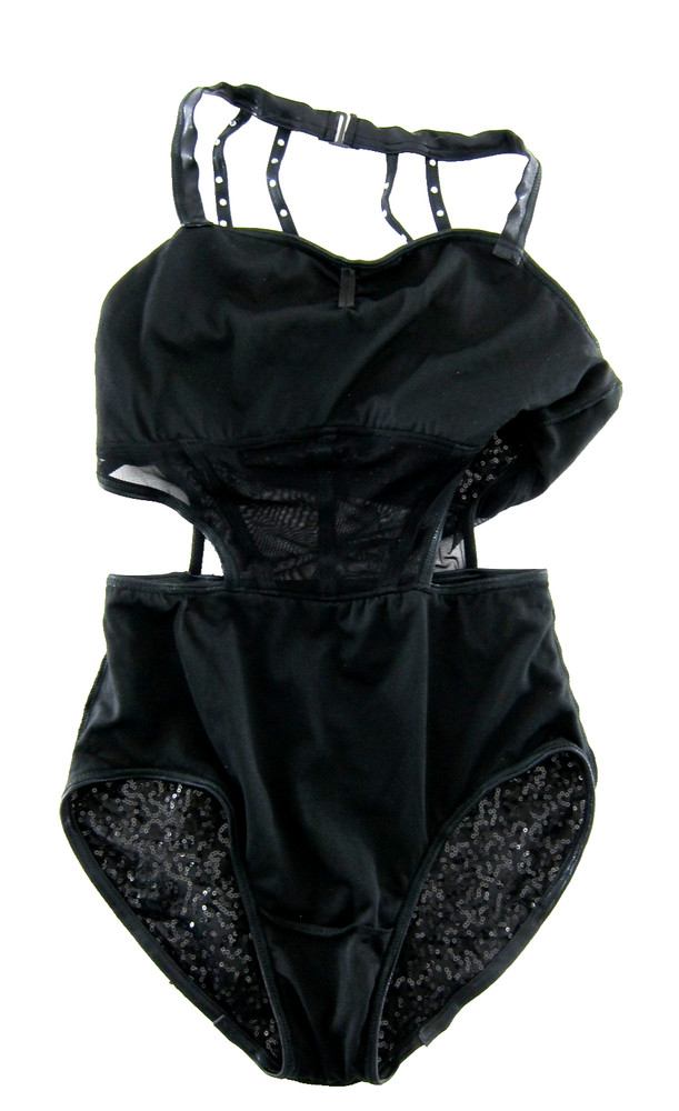 Balera Black Stretch Diamond Sequin Team Performance Dance Suit Size MA