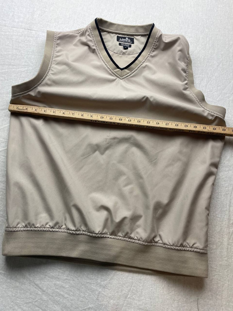 Mens Ashworth Golf Weather System Sleeveless Pullover V-Neck Vest Khaki Medium