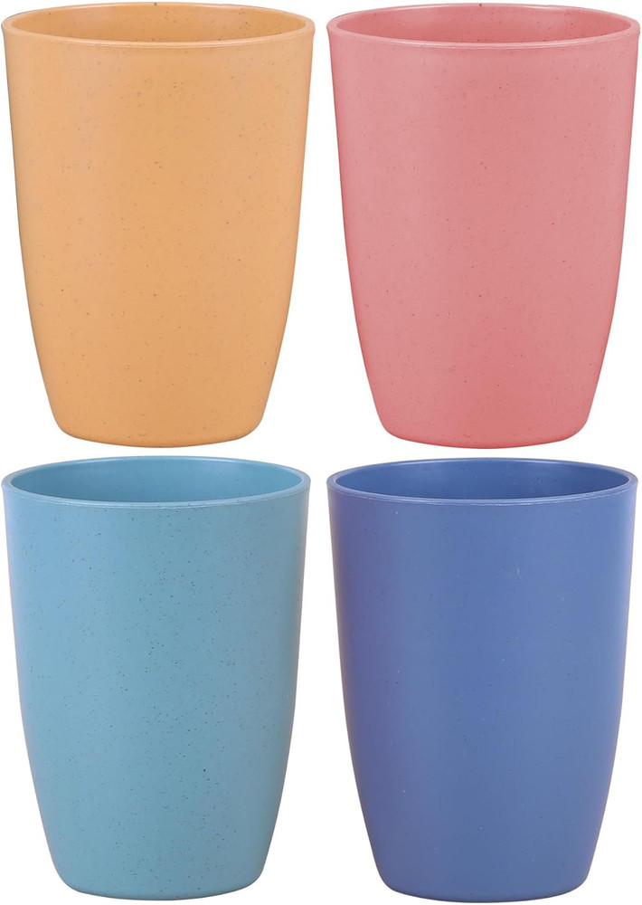 Luckyzone Wheat Straw Reusable Cup (12 Oz) - Unbreakable Drinking Glasses Sets -