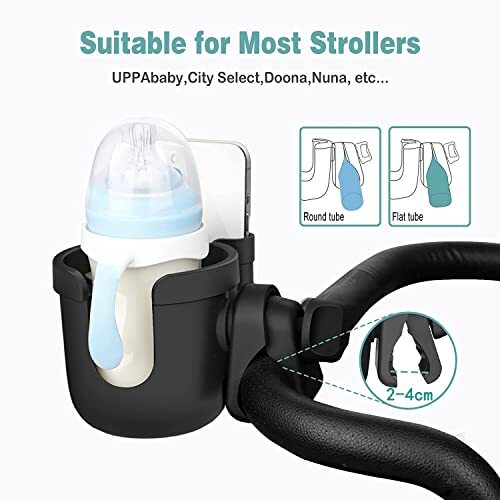 Stroller Cup Holder with Phone Holder, Universal Bottle Holder