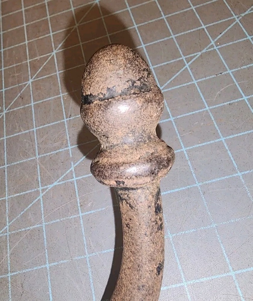 ANTIQUE LARGE DOUBLE COAT HAT HOOK CAST IRON WALL MOUNTED ACORN TIP - gwT4
