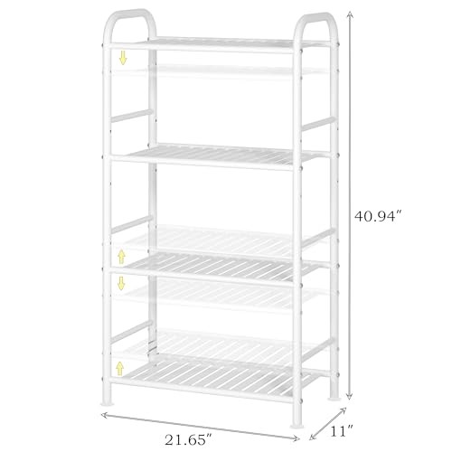 4-Tier Adjustable Shelving Unit, Heavy Duty Storage Rack 4 Tier White