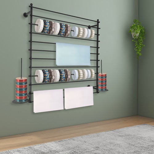 Wall-Mounted Display Rack, Wrapping Paper Ribbon Holder, Organizer