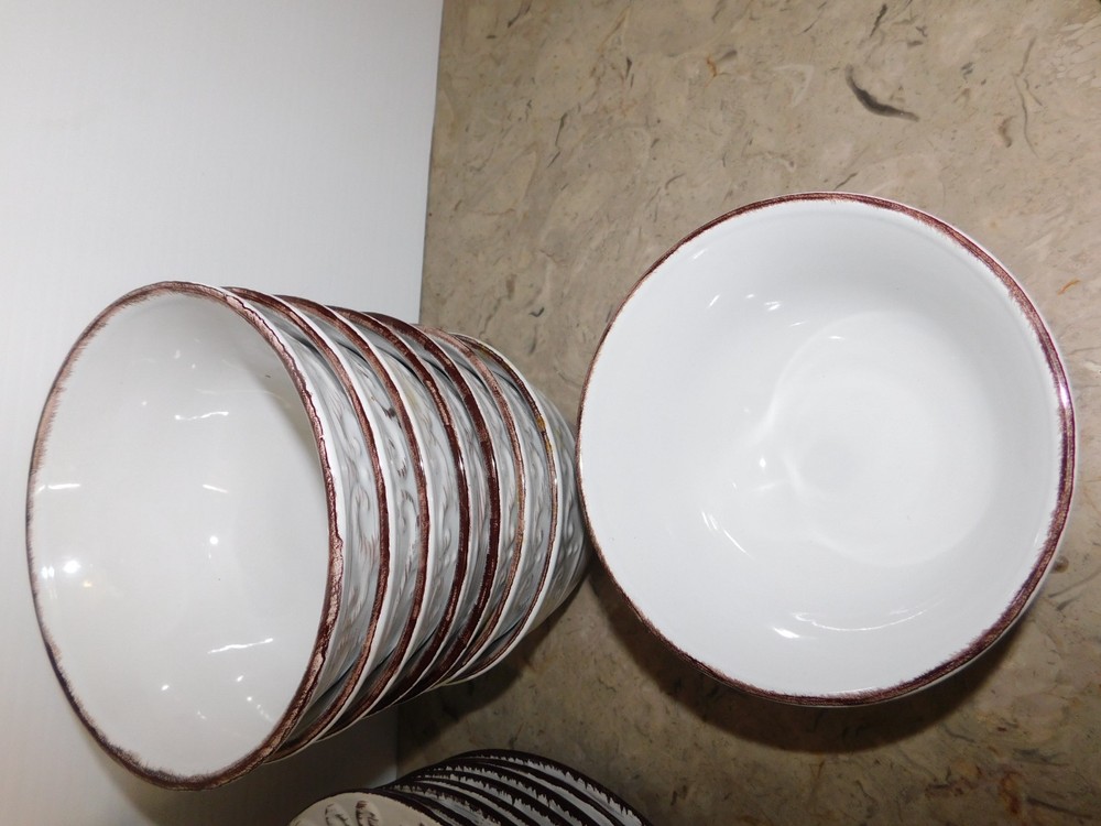 25 Pc. Pfaltzgraff Everyday Trellis White Dinnerware Set Plates Bowls Mug