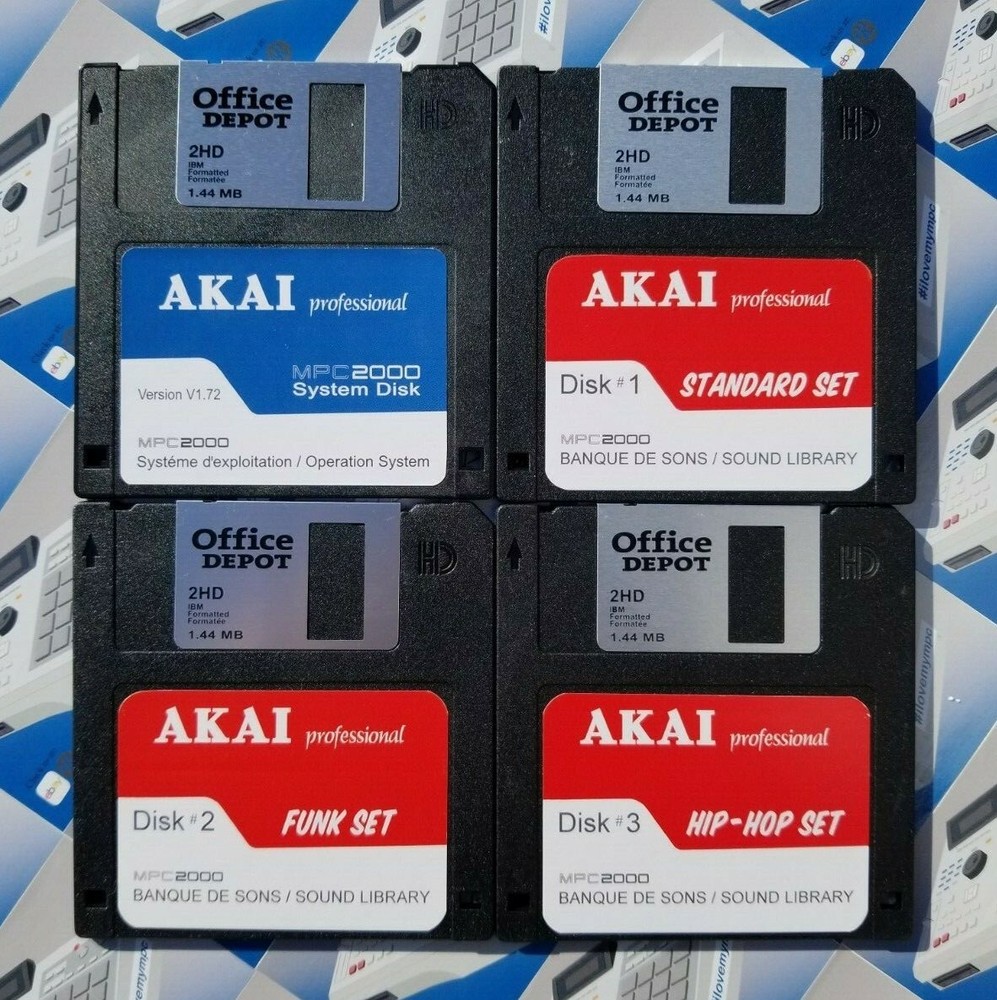Akai MPC2000 OS v.1.72 & Sound Library 3 DISKS Drum Kit Sample Pack Floppy Disk