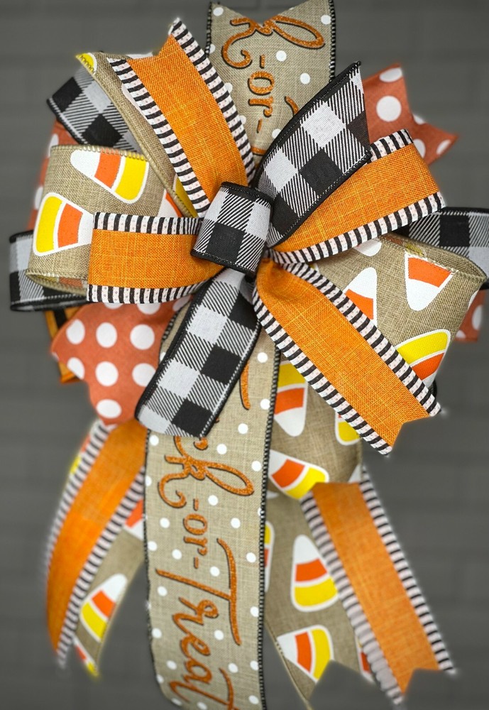 Halloween Candy Corn Wreath Bow, Halloween Decor