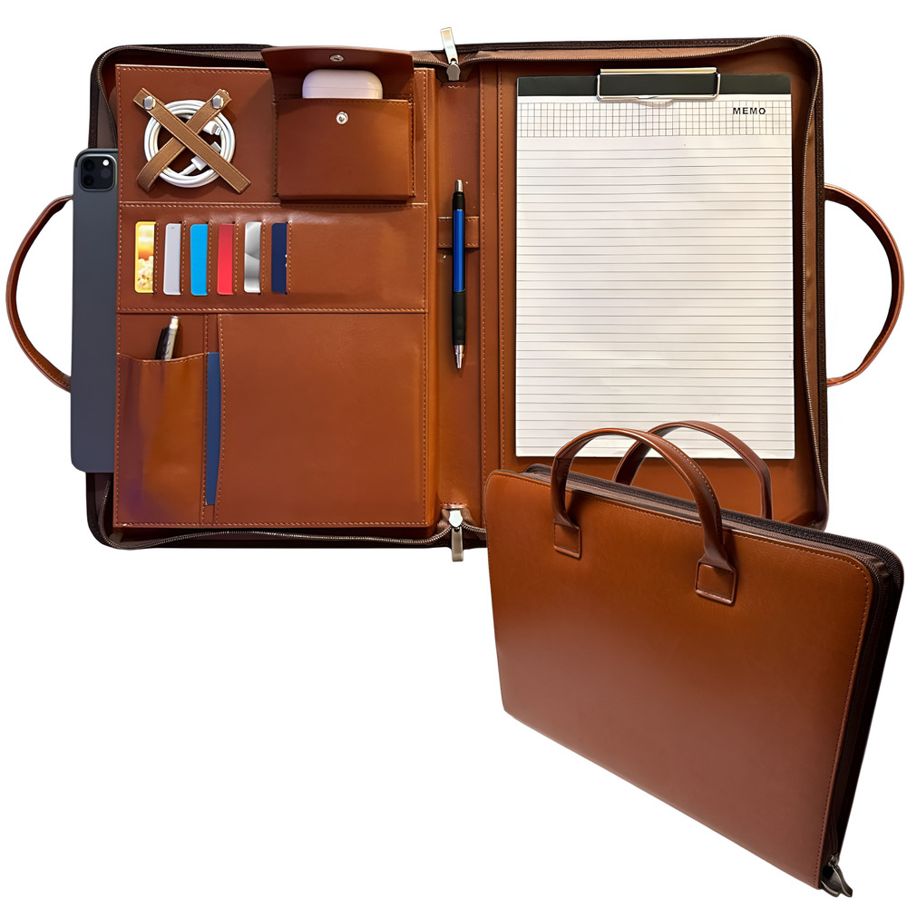 PU Leather Portfolio with Handles – Professional Business Padfolio Organizer