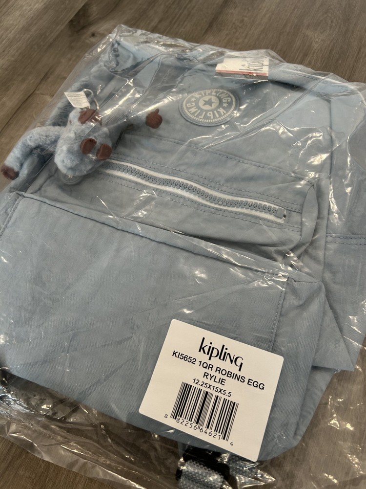 Kipling Rylie Backpack Robins Egg Brand New Adjustable NEW