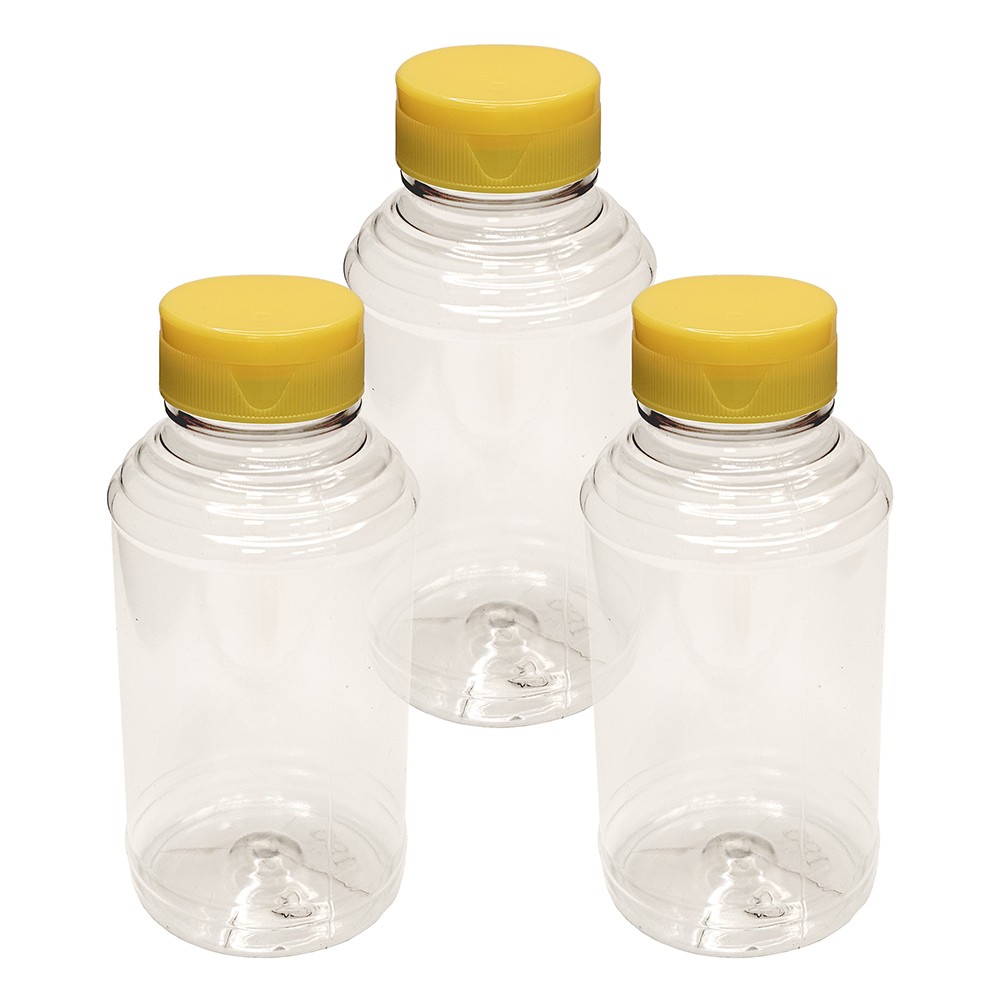 Home Brew Ohio 16oz PET SKEP-Style Honey Bottle with Yellow Flip Cap (Set of 3)
