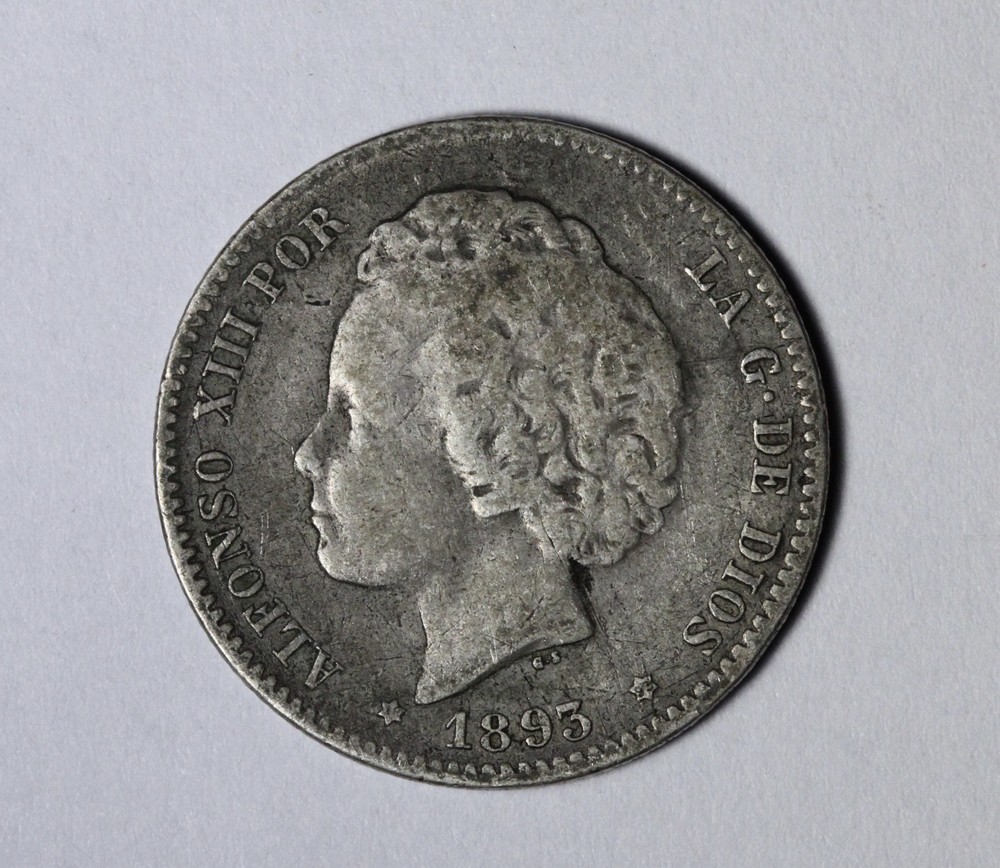 1893 Spain 1 Pesetas E395 GWCM