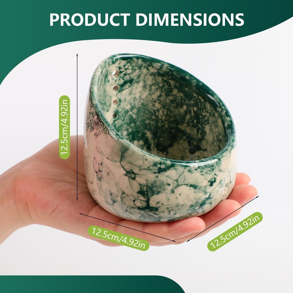 Ceramic Stripper Bowl Handmade Herb Peeling Bowl for Different Round Hole Size