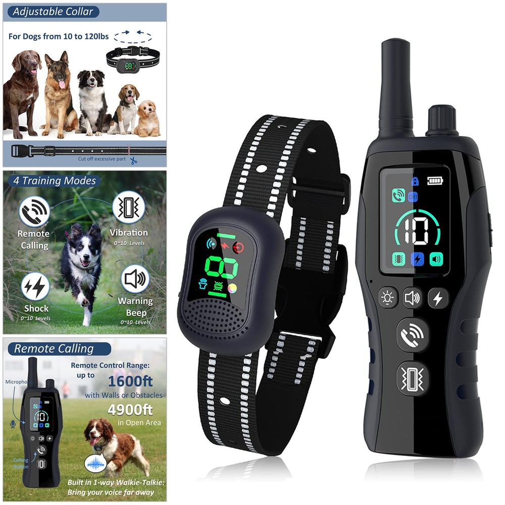Dog Shock Collar 4900FT Training Collar with Call Function, LED Light Waterproof