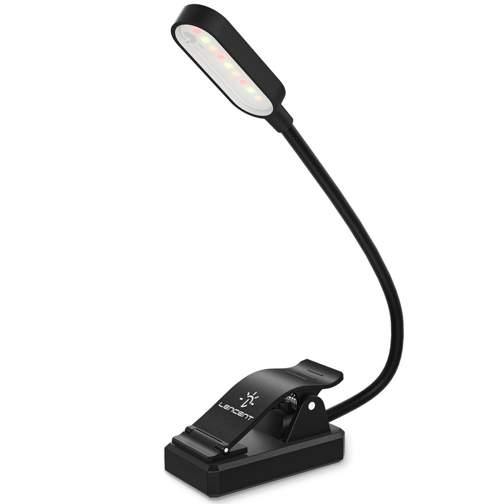 LENCENT 9 LED Clip Book Light 12 Modes USB Rechargeable Reading Light Black