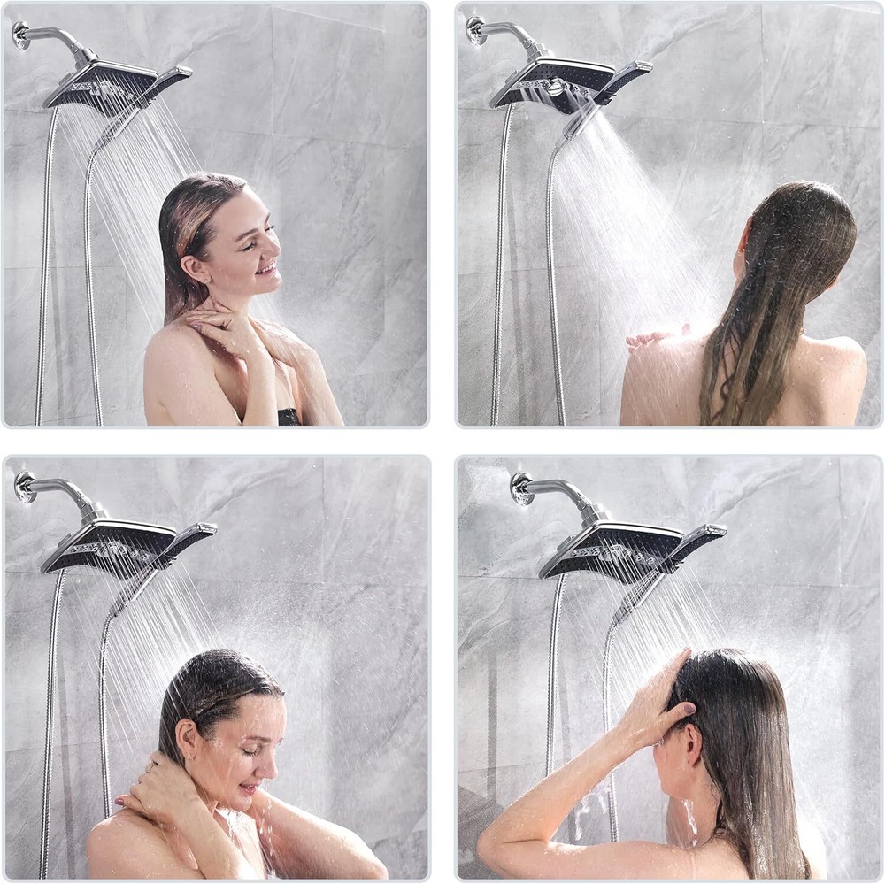 Dual Shower Head Combo Set, Handheld Showerhead Rainfall Shower Head Combo