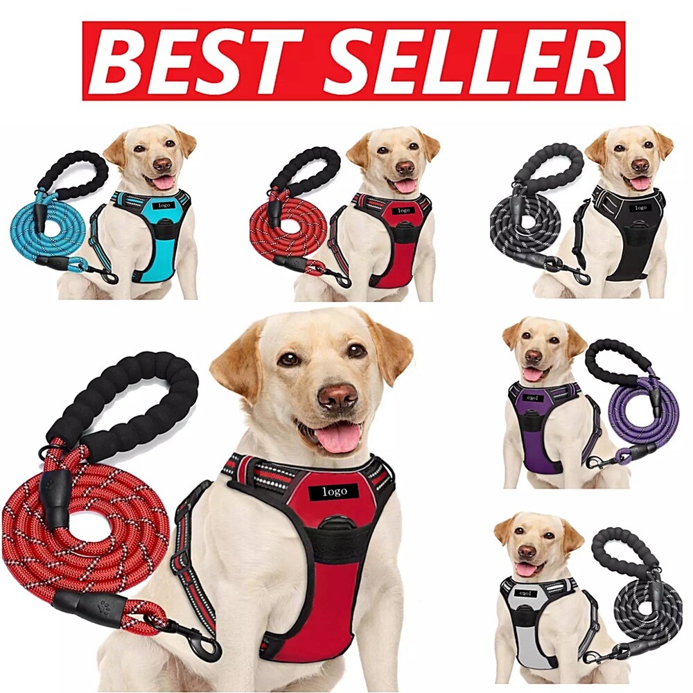 Dog Harness & Training Leash No Pull Control Adjustable Large Handle Heavy Duty
