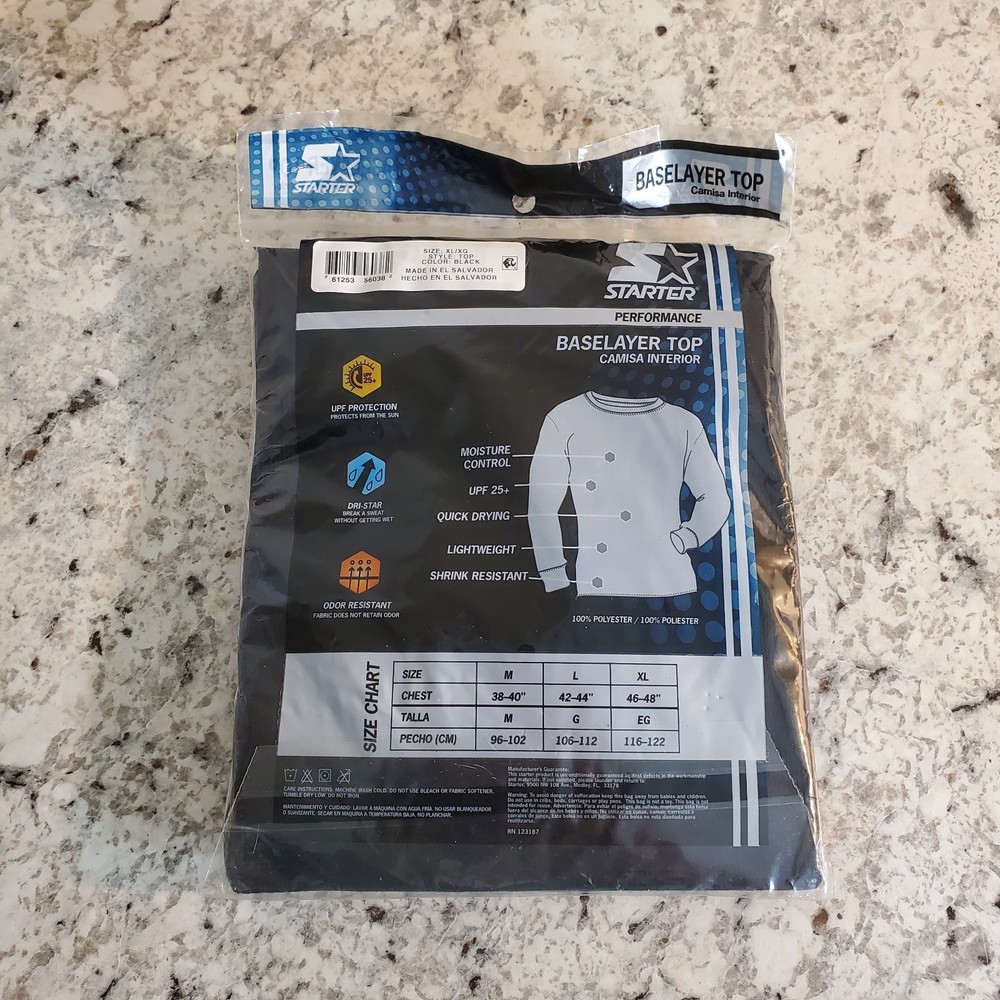 Starter Performance Mens Base Layer Top Size XL Camisa Interior