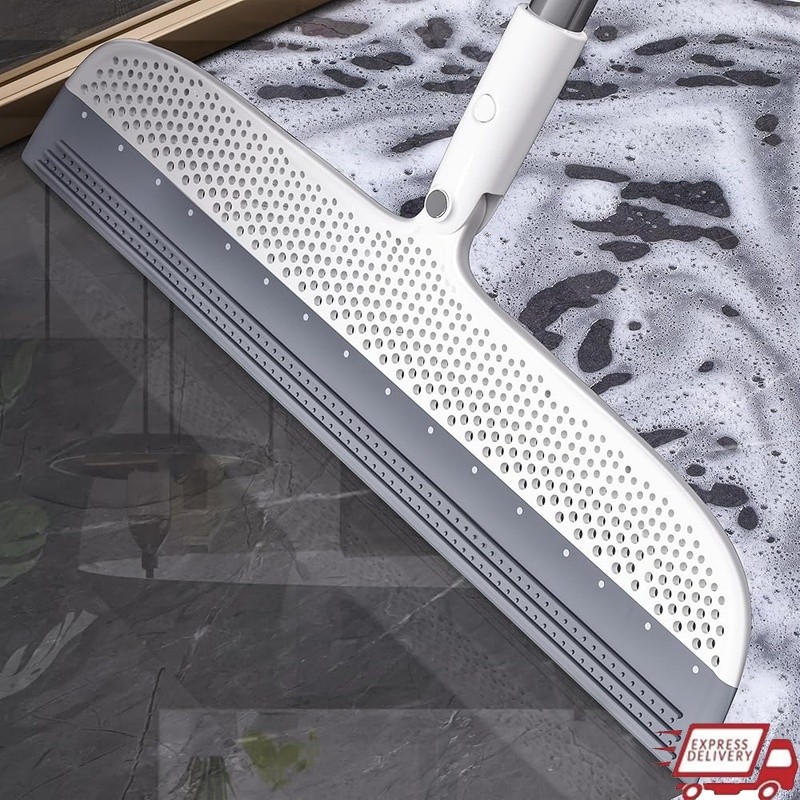 Rubber Broom Pet Hair Removal Squeegee Cleaning Tool Multi-Surface Use