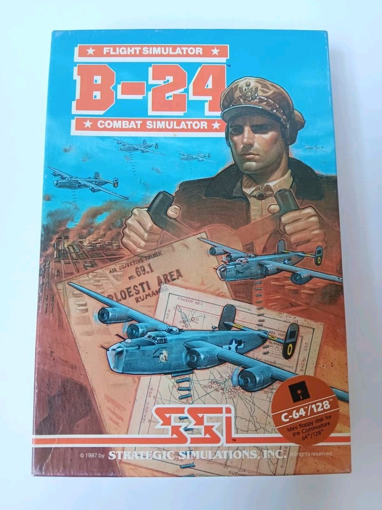 Commodore 64 Combat Flight Simulator B24 Strategic Simulations Game Tested/Works